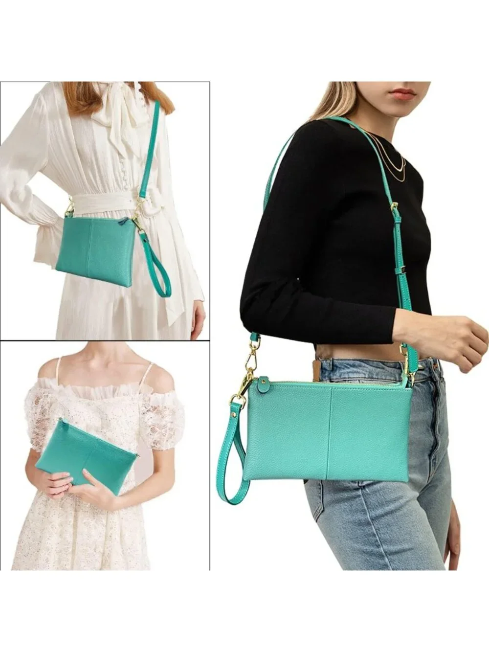 Stylish Leather Wristlet Wallet Clutch for Women | Small Crossbody Phone Bag